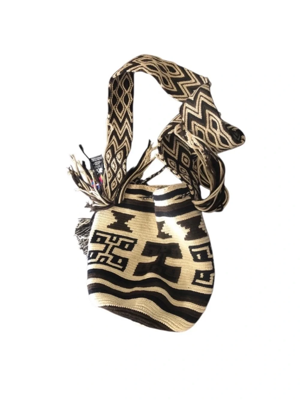 WAYUU Colombian Tribe Black Cream Woven Hobo Bag NWT SARAI WAYUU cross body XL